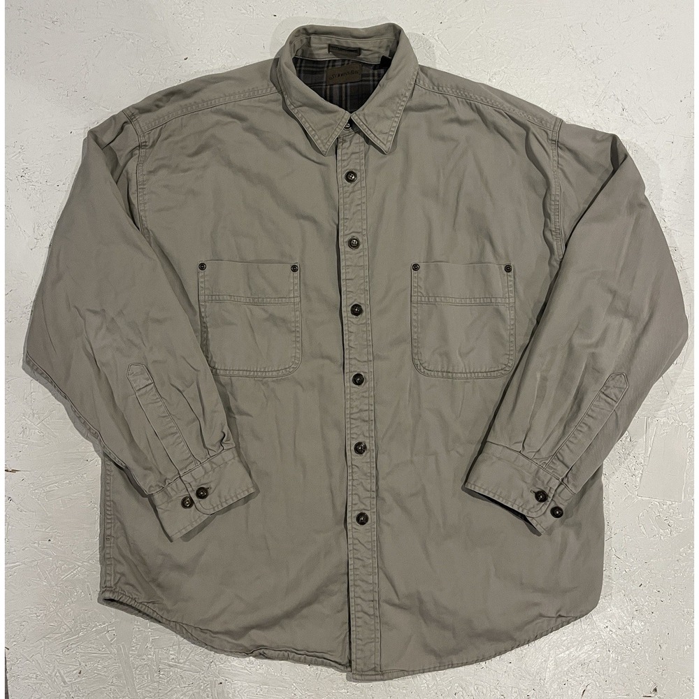 St Johns Bay Authentic Flannel Lined Canvas Shirt Jacket Mens XL Vintage‎ Button